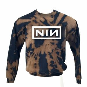 NINE INCH NAILS "NIN" Rock Band Acid Wash Pullover Crewneck Sweatshirt y2k punk